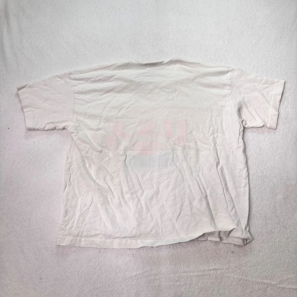 Vintage Fashion Bug USA Athletic Jersey Top Womens 14/16 White V-Neck